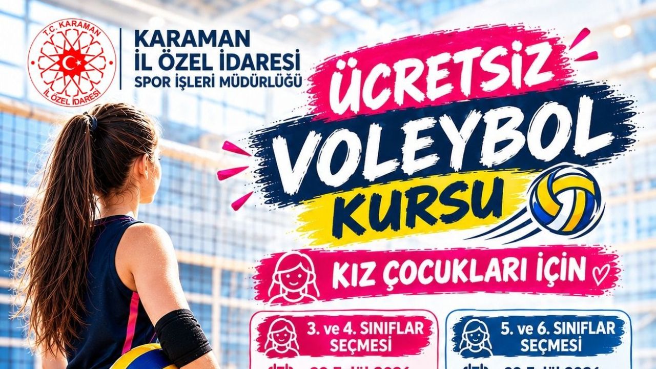Karaman’da Kız Çocuklarına Ücretsiz Voleybol Kursu