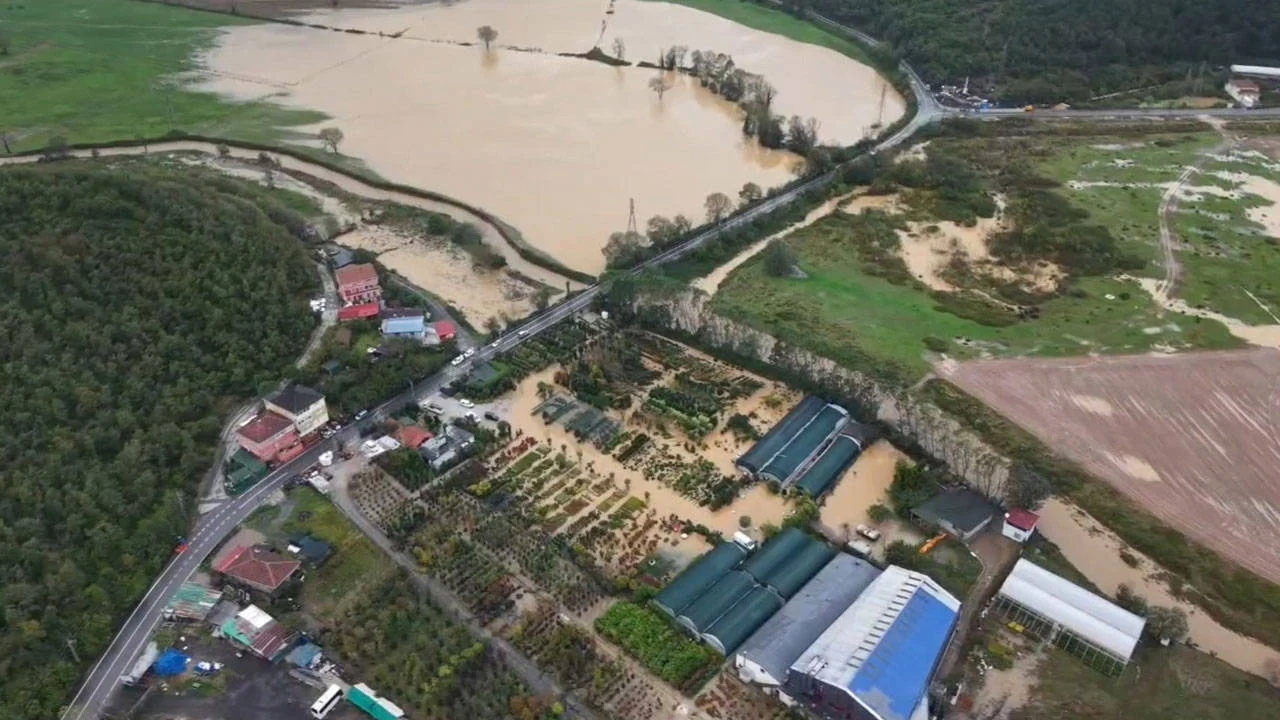 Beykoz’da Riva Deresi taştı: Seralar ve fidanlıklar su altında kaldı
