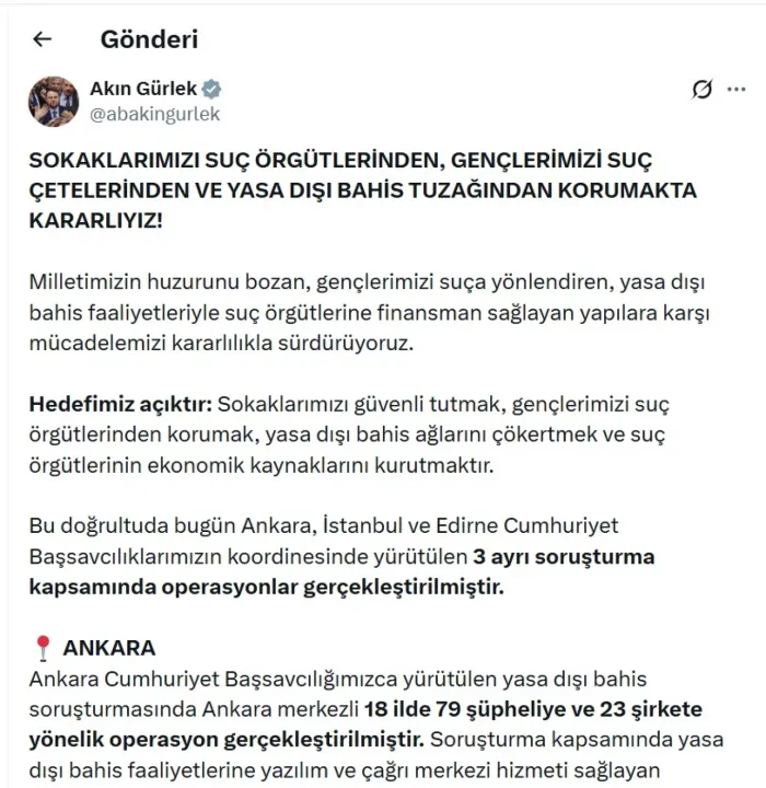 Yasa dışı bahis ve yeni nesil suç örgütü soruşturmalarında 150 gözaltı