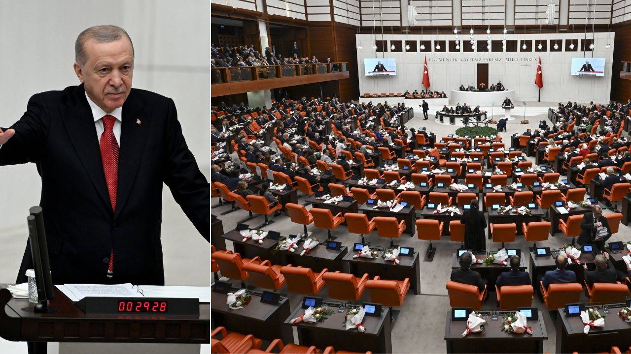 TBMM protestoyla açıldı: Erdoğan kürsüye geldi, YENİ Parti salonu terk etti