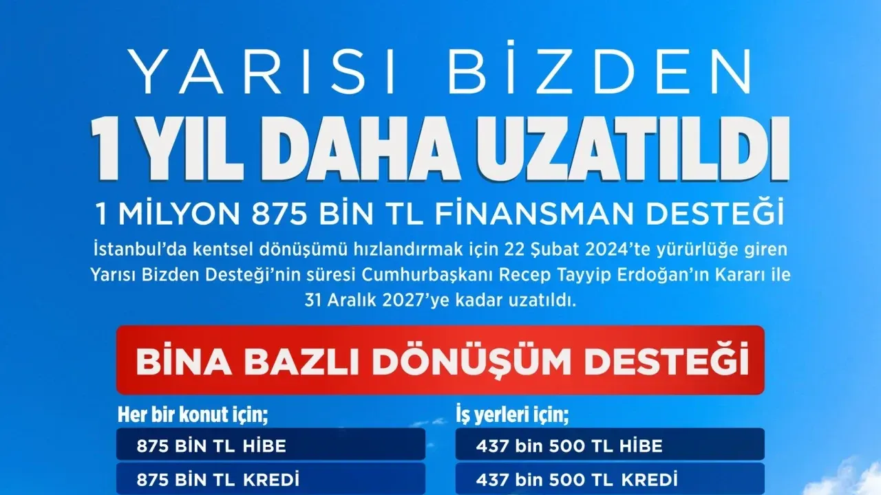 'Yarısı Bizden' desteği 31 Aralık 2027'ye kadar uzatıldı