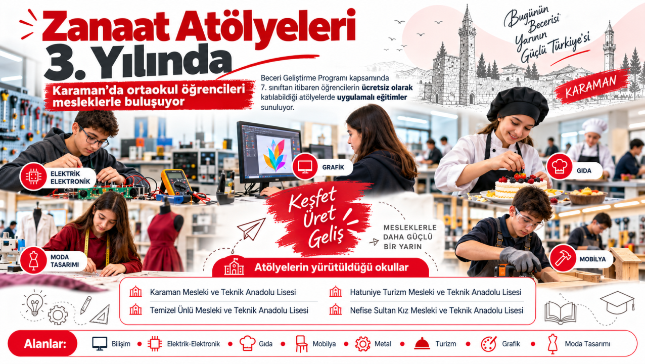 Karaman'da Zanaat Atölyeleri Üçüncü Yılında Öğrencilerle Buluşuyor