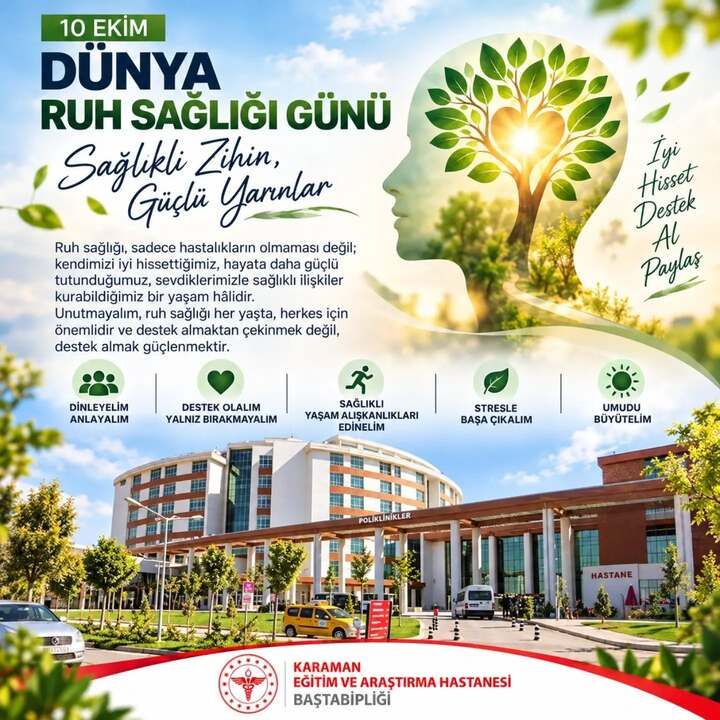 Karaman’da Dünya Ruh Sağlığı Günü Etkinlikleri Düzenlendi