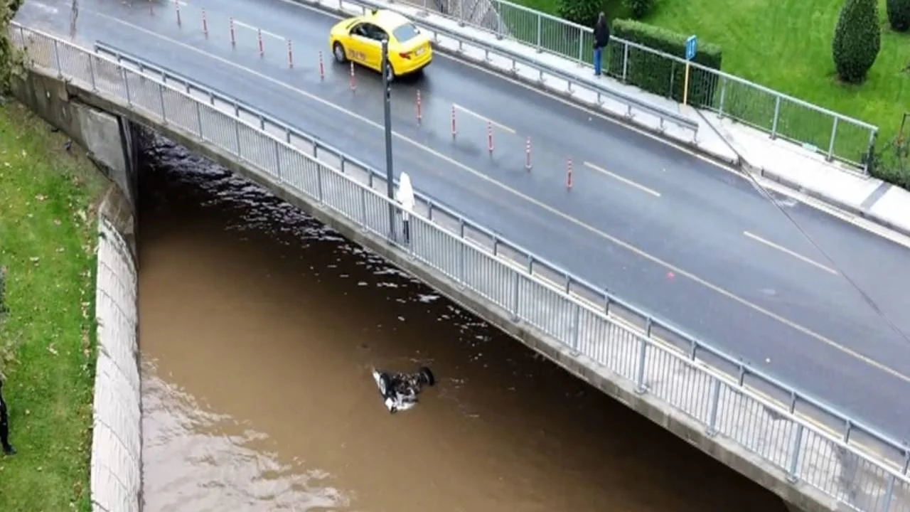 Sarıyer’de sağanak sonrası taşan derede araç bulundu