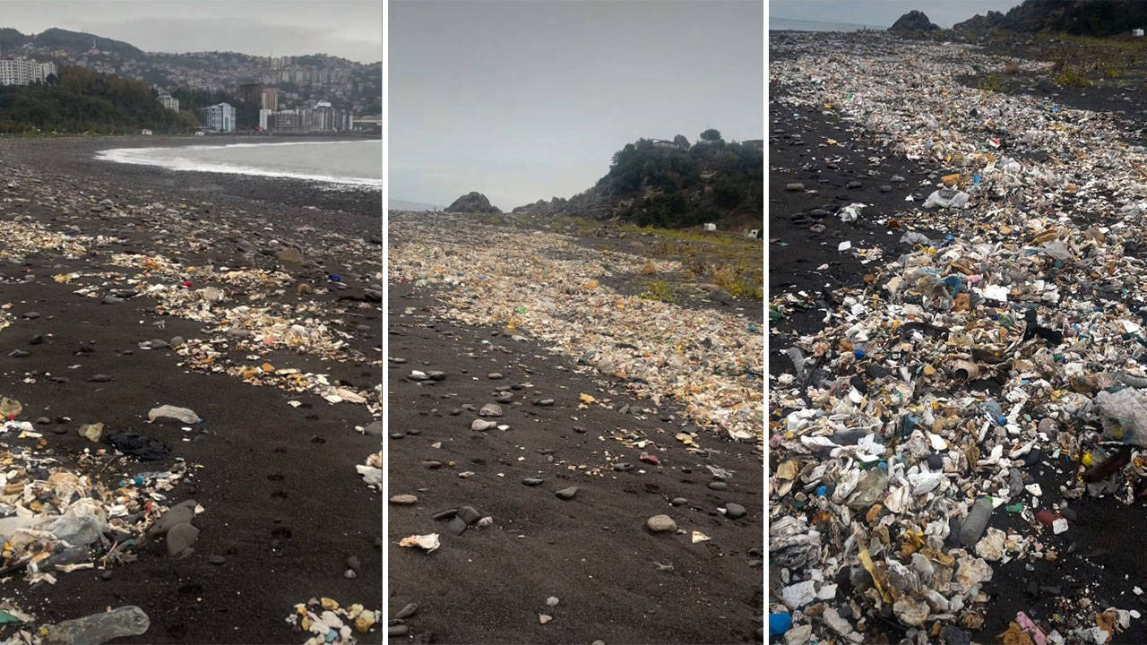 Zonguldak'ta sağanak: Yağmurla birlikte denize sürüklenen çöpler kıyıya vurdu