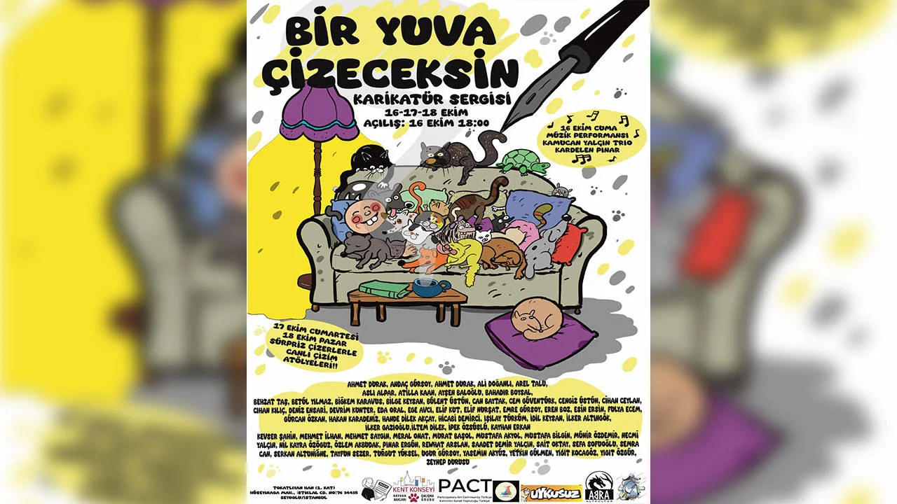 64 karikatüristten hayvanlar için "Bir Yuva Çizeceksin" sergisi