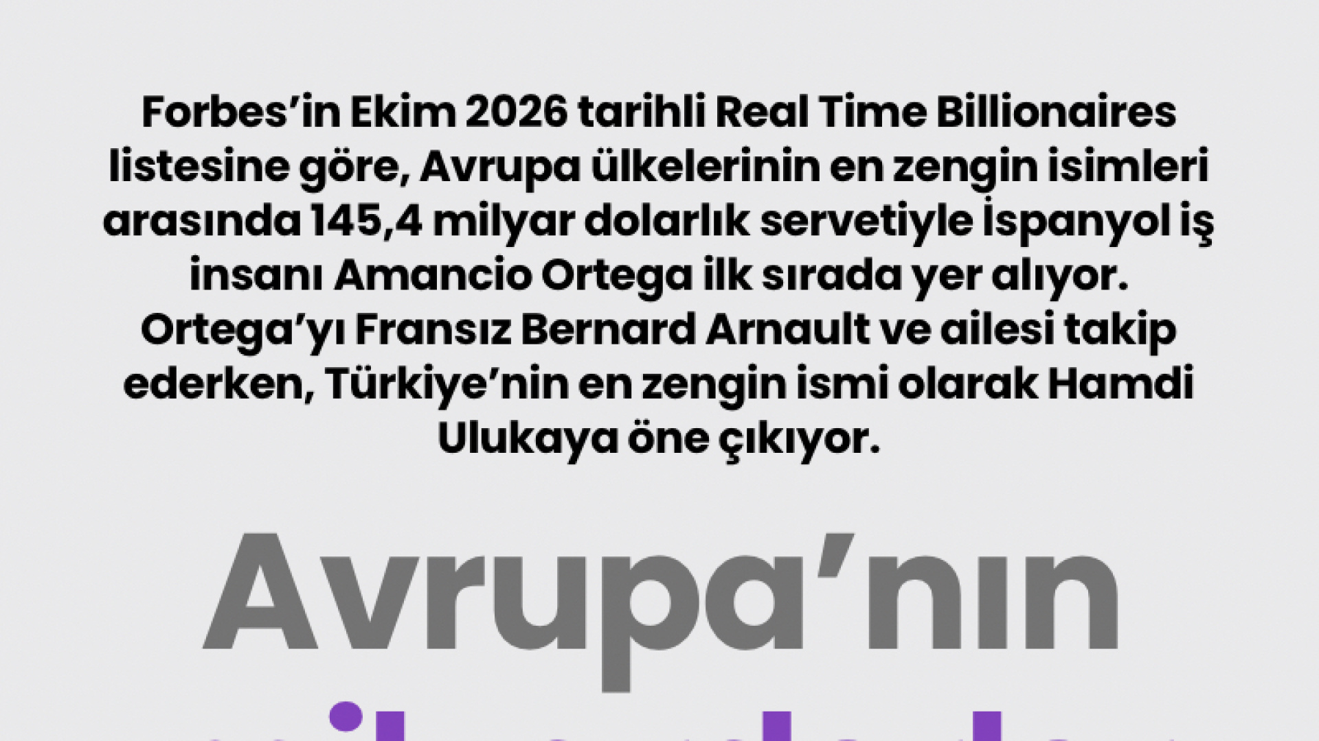 Avrupa’nın milyarderler haritası