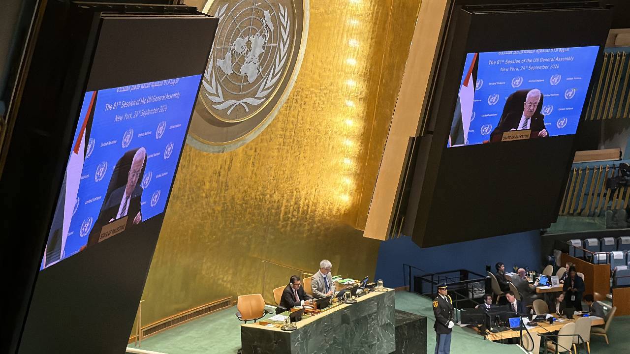 ABD'nin vize vermediği Filistin Lideri Mahmud Abbas, BM Genel Kurulu'na video mesajla seslendi