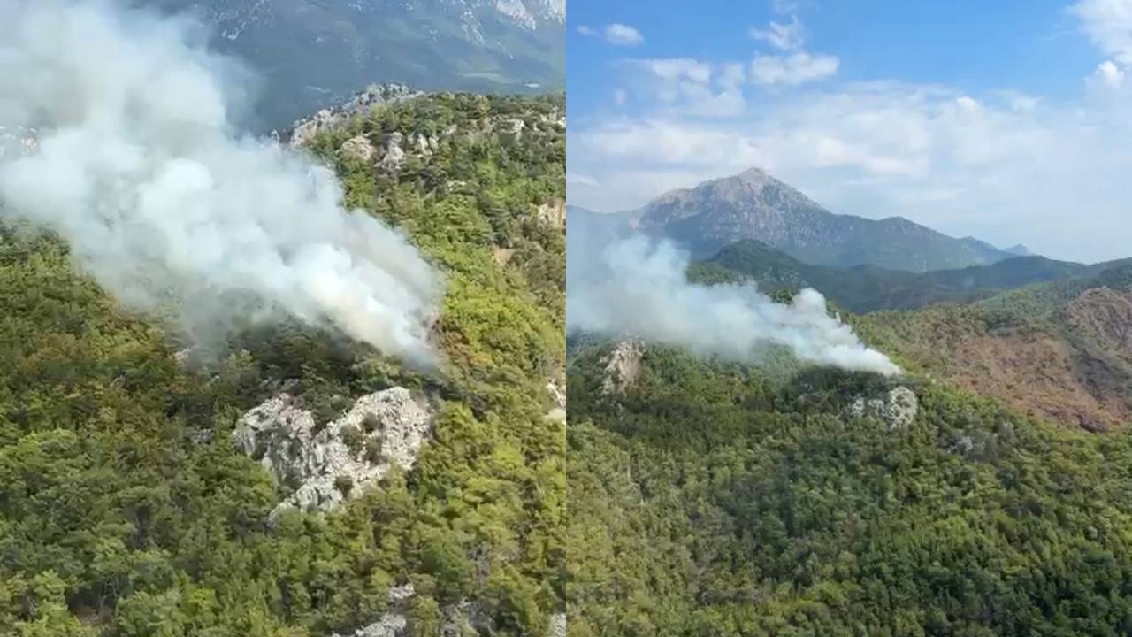 Antalya'da çıkan orman yangınına müdahale ediliyor
