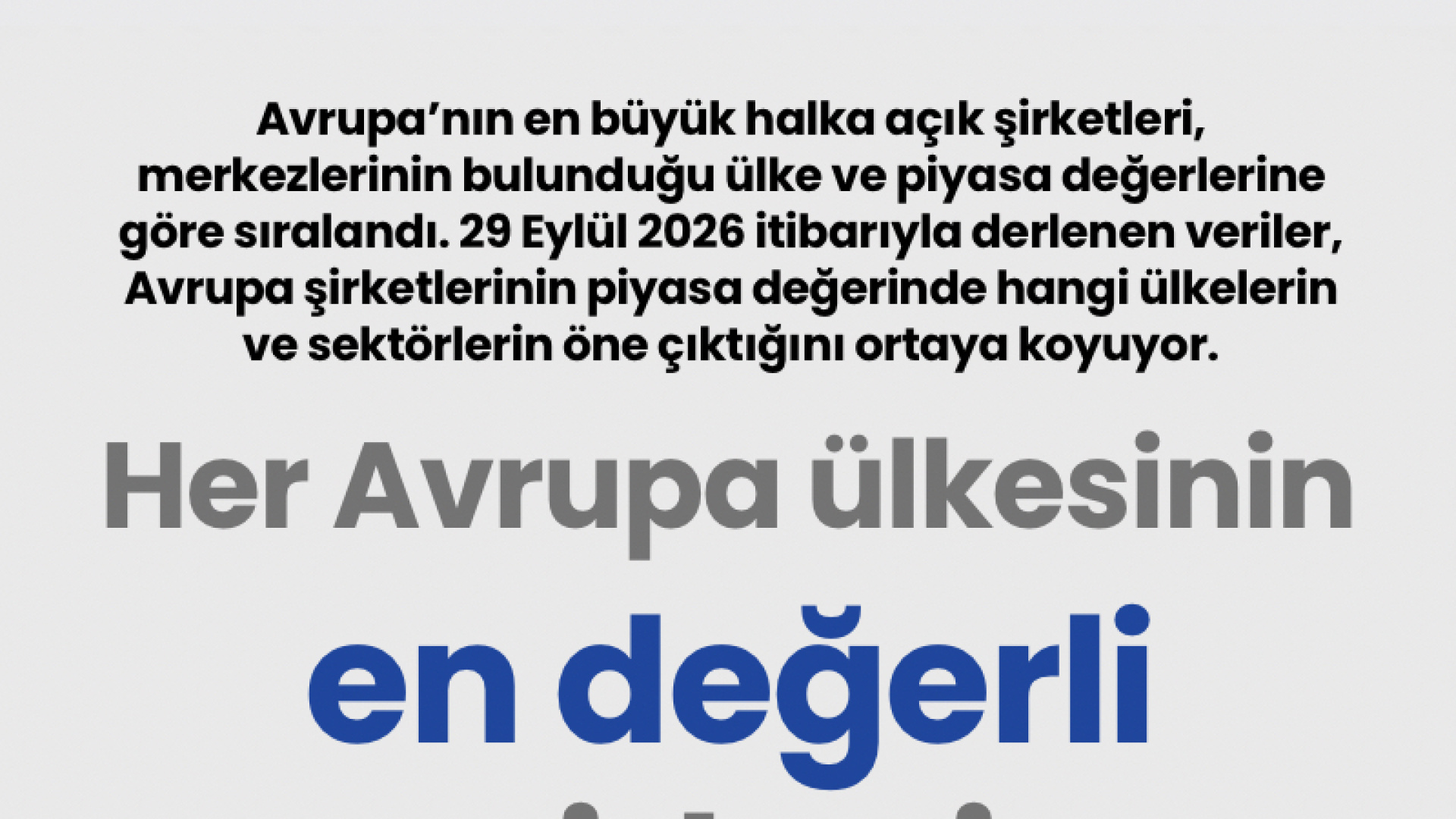 Her Avrupa ülkesinin en değerli şirketi