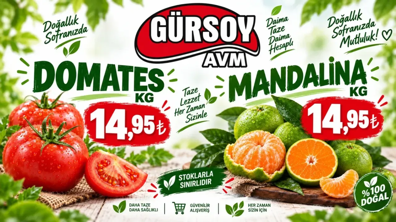 Gürsoy AVM sebze ve meyve fiyatlarında indirim başlattı: Domates ve mandalina satışı