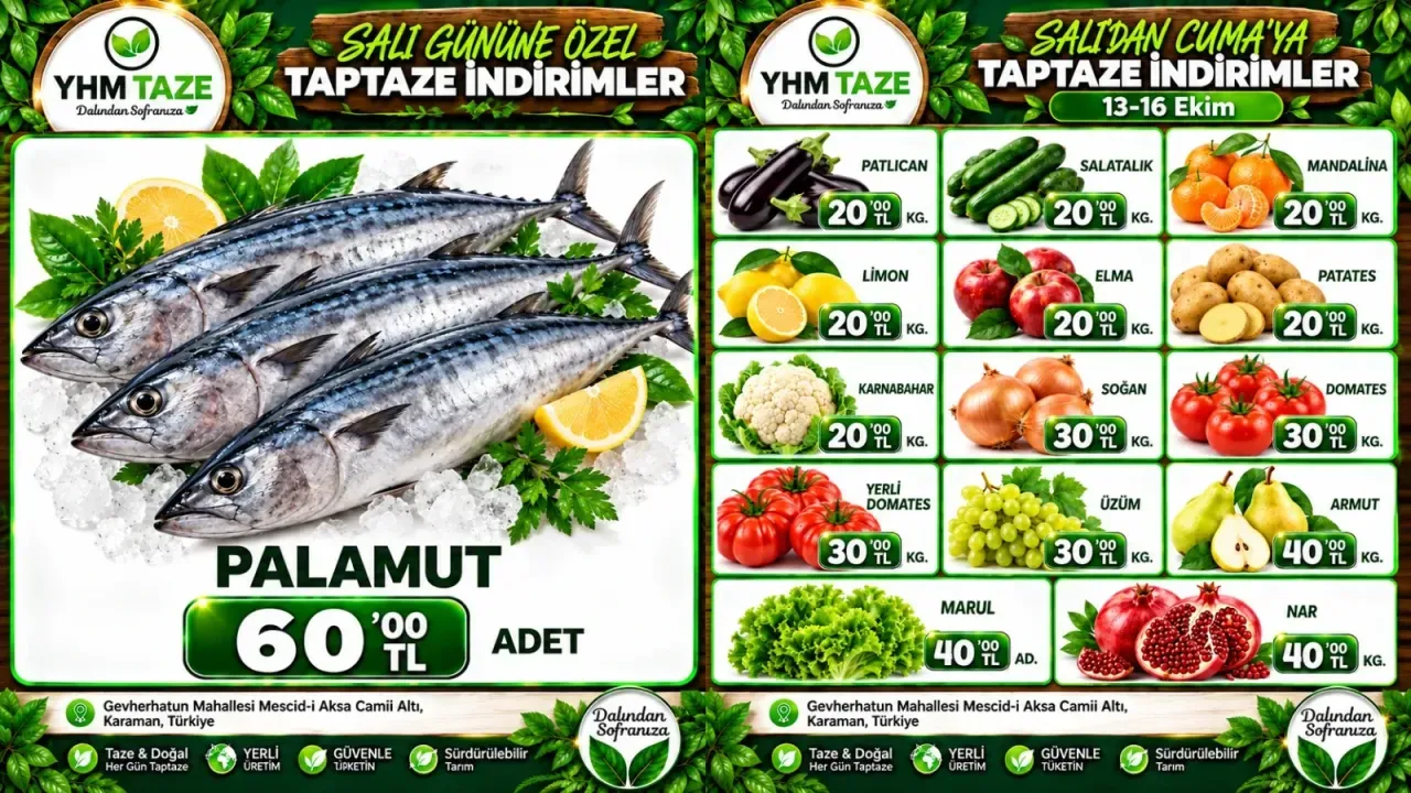 Karaman balığa doyacak; İşte YHM Taze'nin salı indirimleri